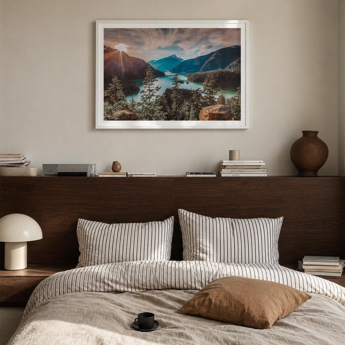 Washington (State) no. 1 colorful photo poster of Washington, USA – horizontal wall art in white wood frame with white border