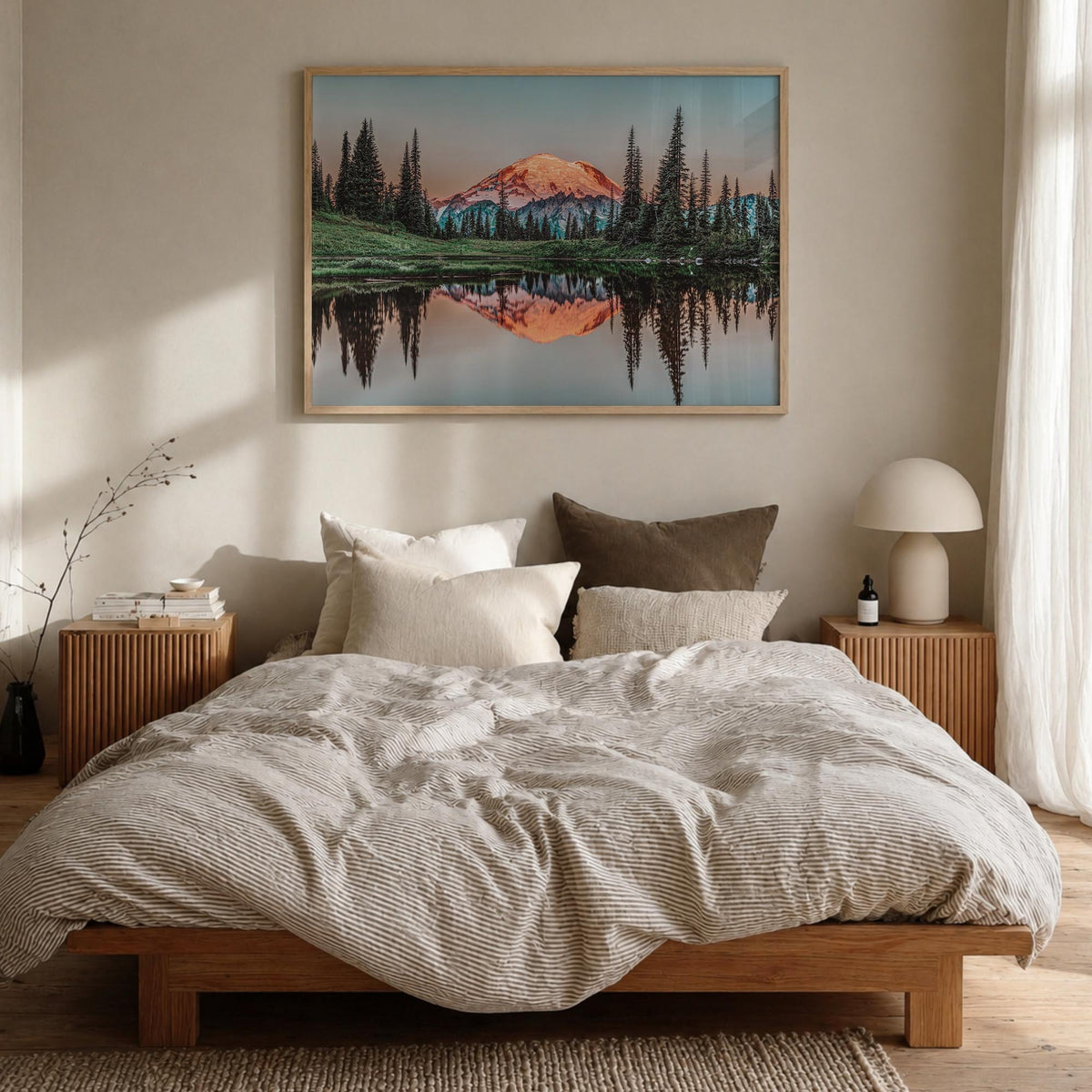 Washington (State) no. 2 colorful photo poster of Washington, USA – horizontal wall art in natural wood frame, hanging on wal