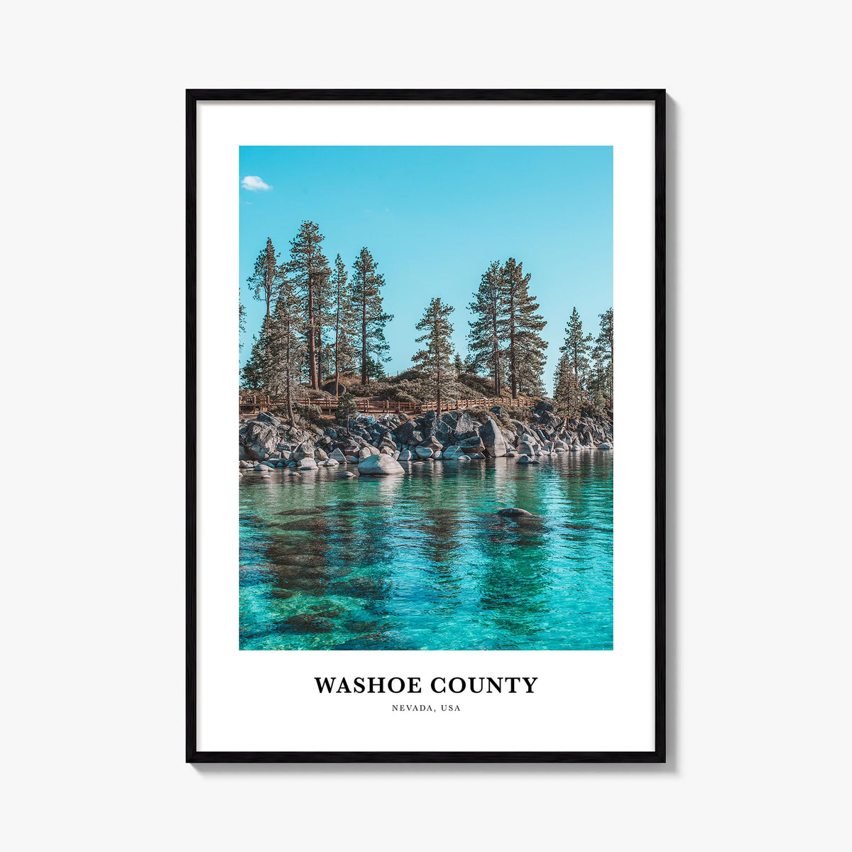 Washoe County colorful classic poster of Nevada, USA – vertical wall art, unframed print shown in interior mockup