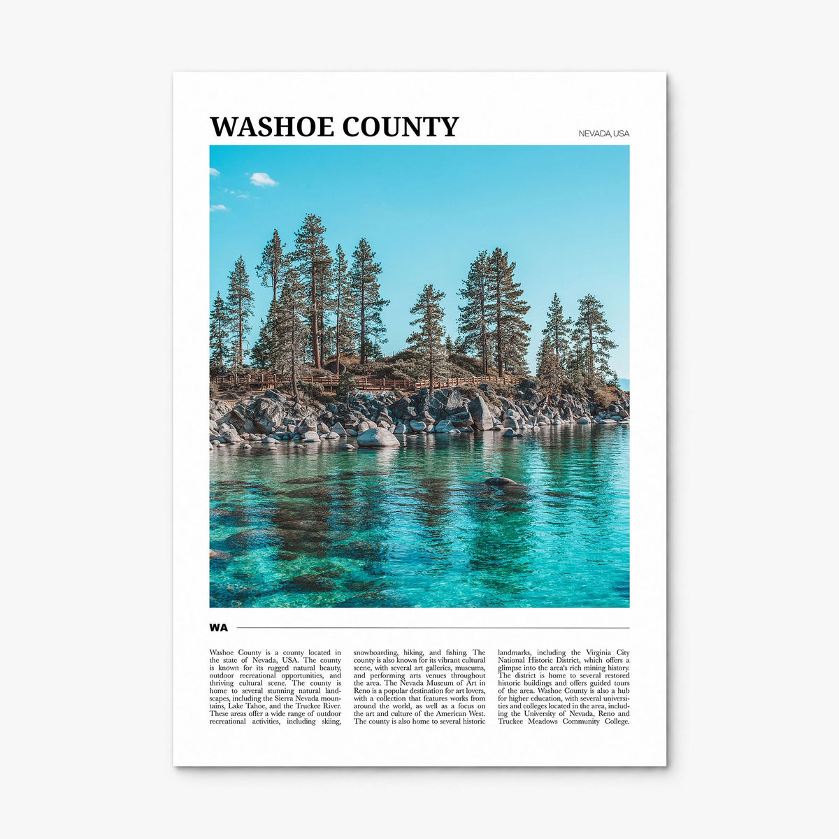 Washoe County Travel Poster, print only (unframed)