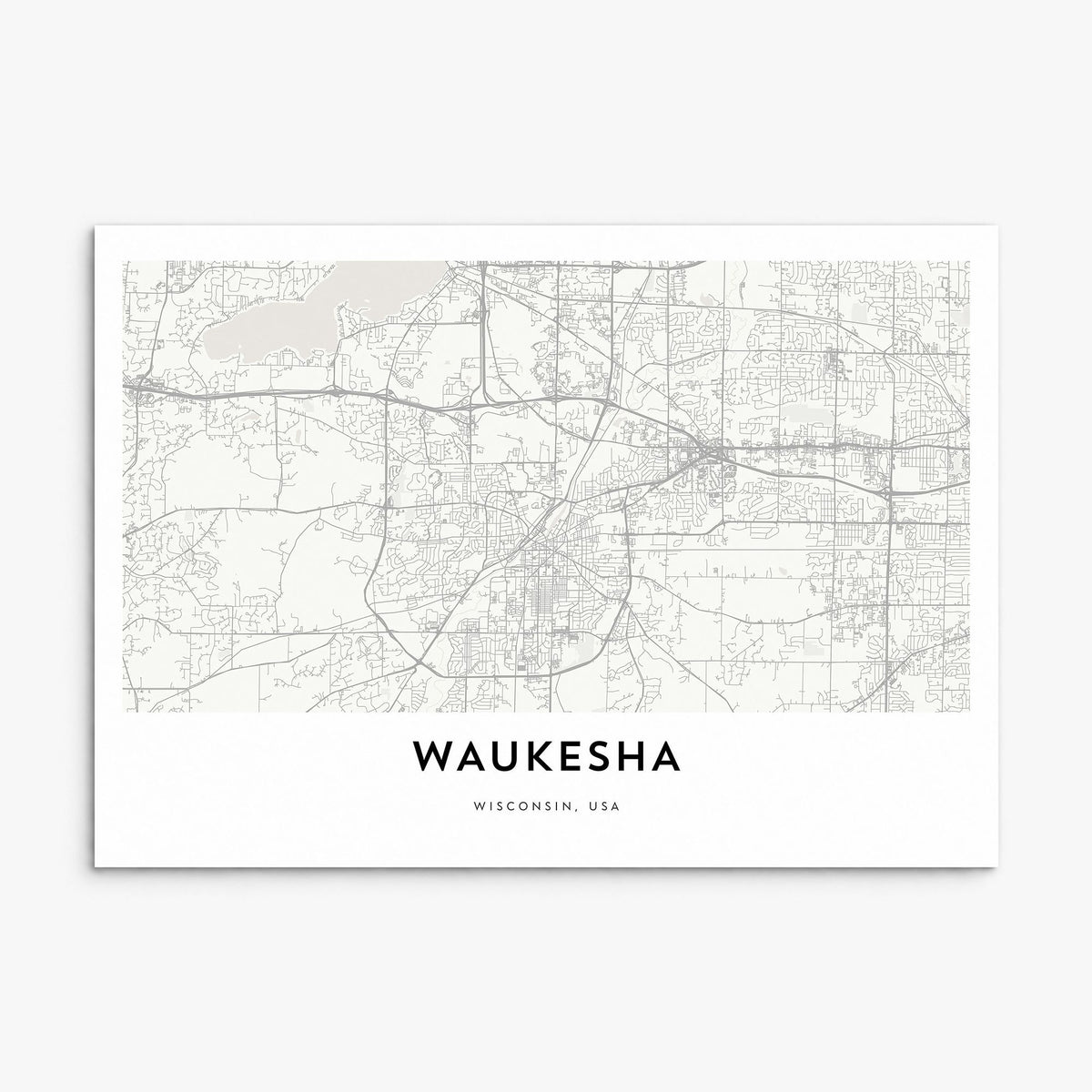 Waukesha Map Poster, print only (unframed)