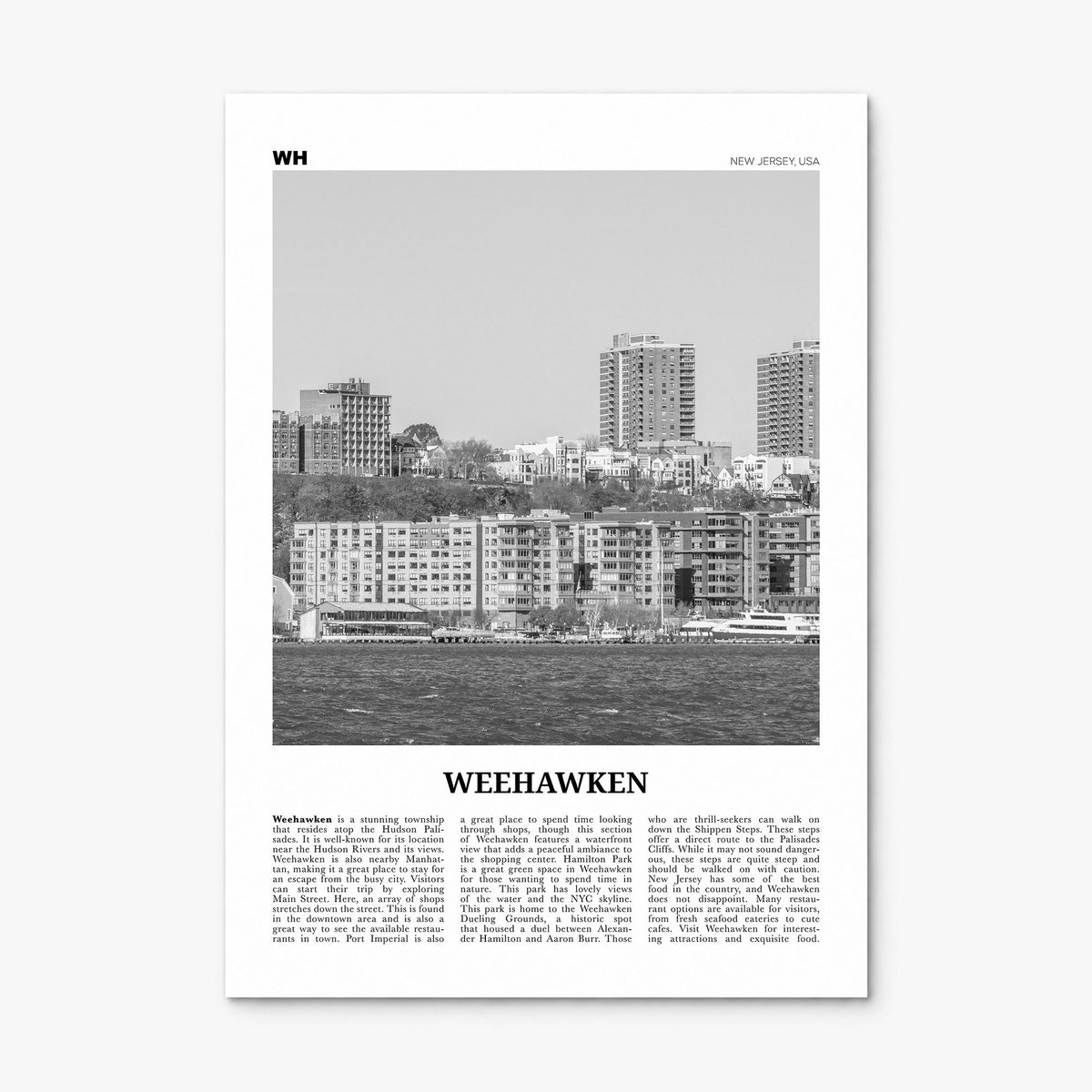Weehawken Newspaper Poster, print only (unframed)