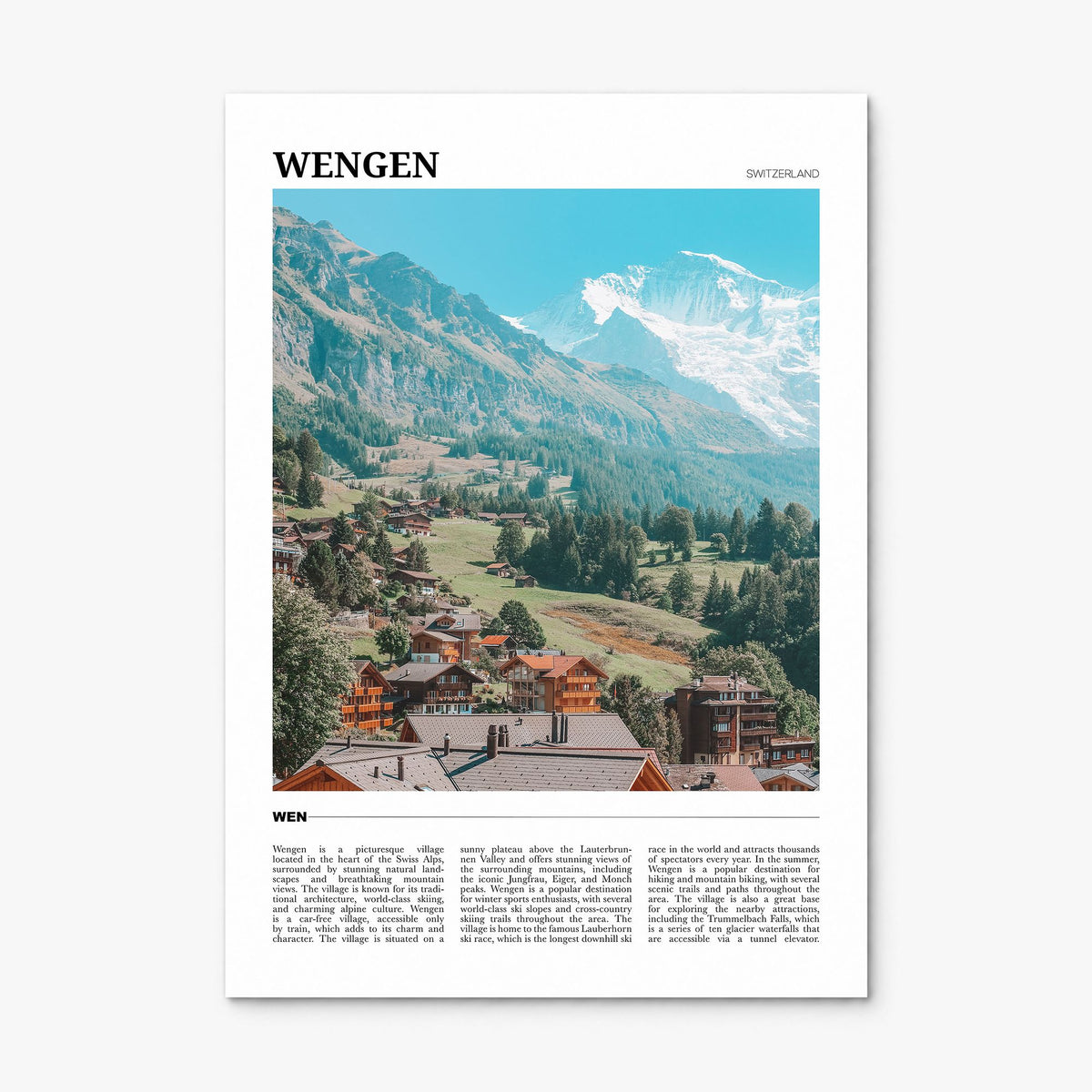 Wengen Travel Poster, print only (unframed)