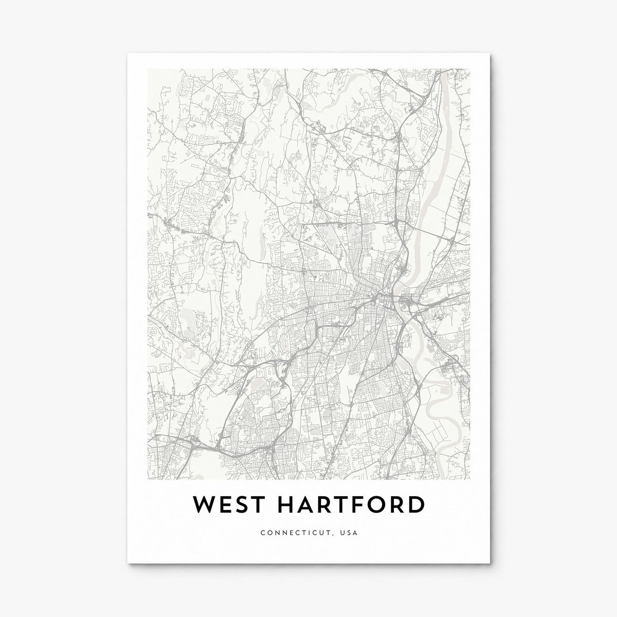 West Hartford Map Poster, print only (unframed)