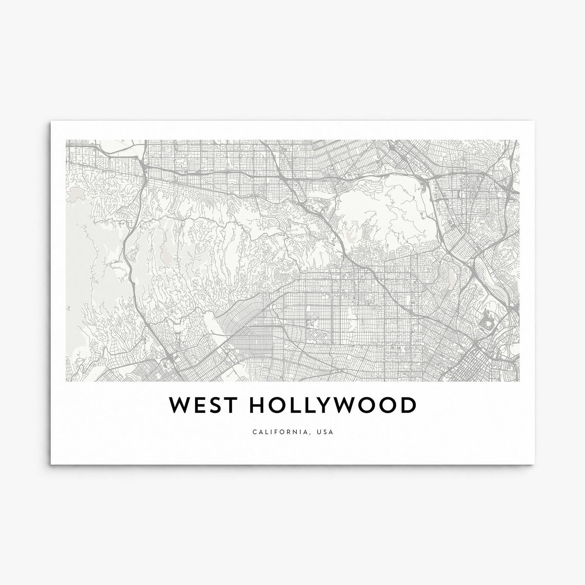 West Hollywood Map Poster, print only (unframed)