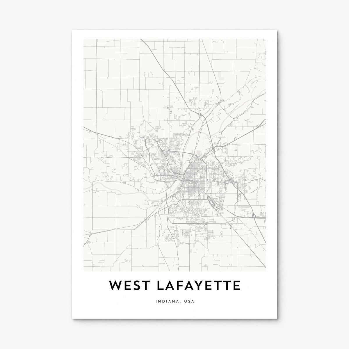West Lafayette Map Poster, print only (unframed)
