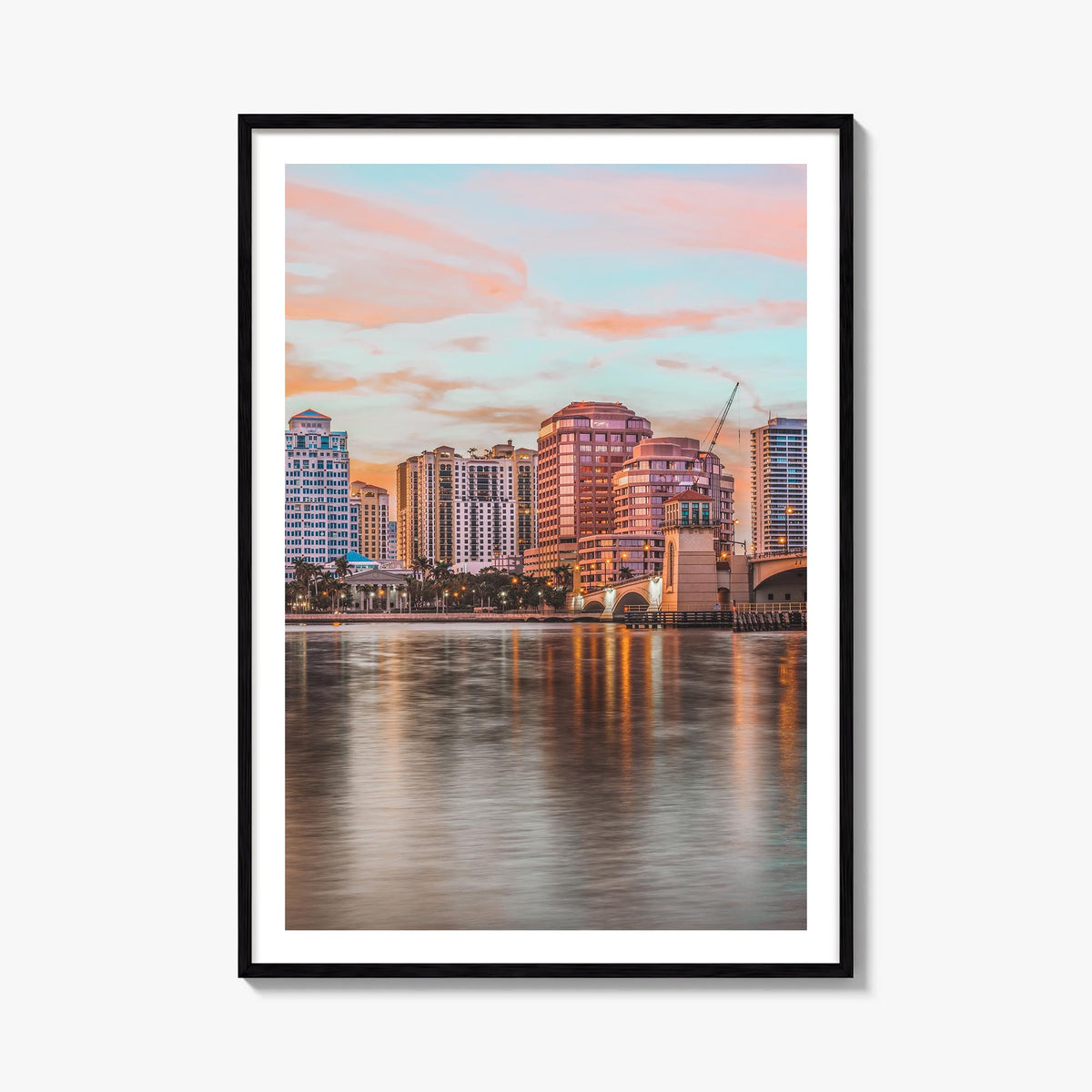 West Palm Beach colorful photo poster of Florida, USA – vertical wall art, unframed print shown in interior mockup