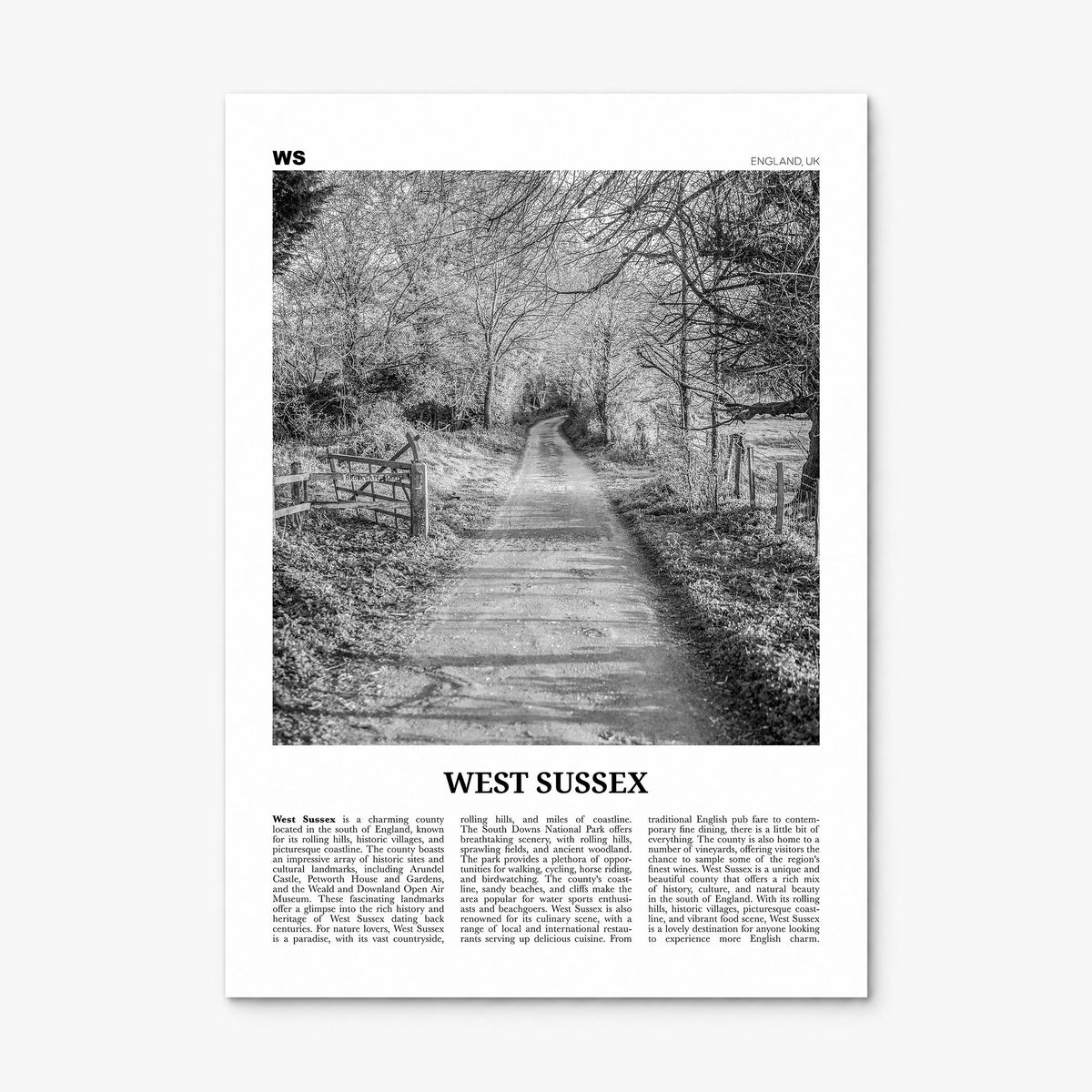 West Sussex Newspaper Poster, print only (unframed)