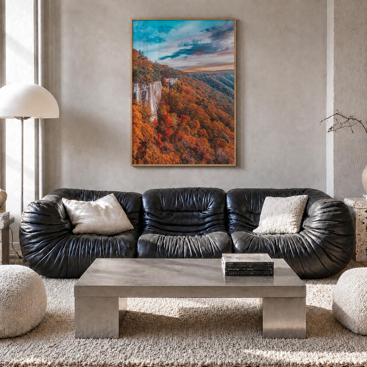 West Virginia colorful photo poster of United States – vertical wall art in natural wood frame, hanging on wall