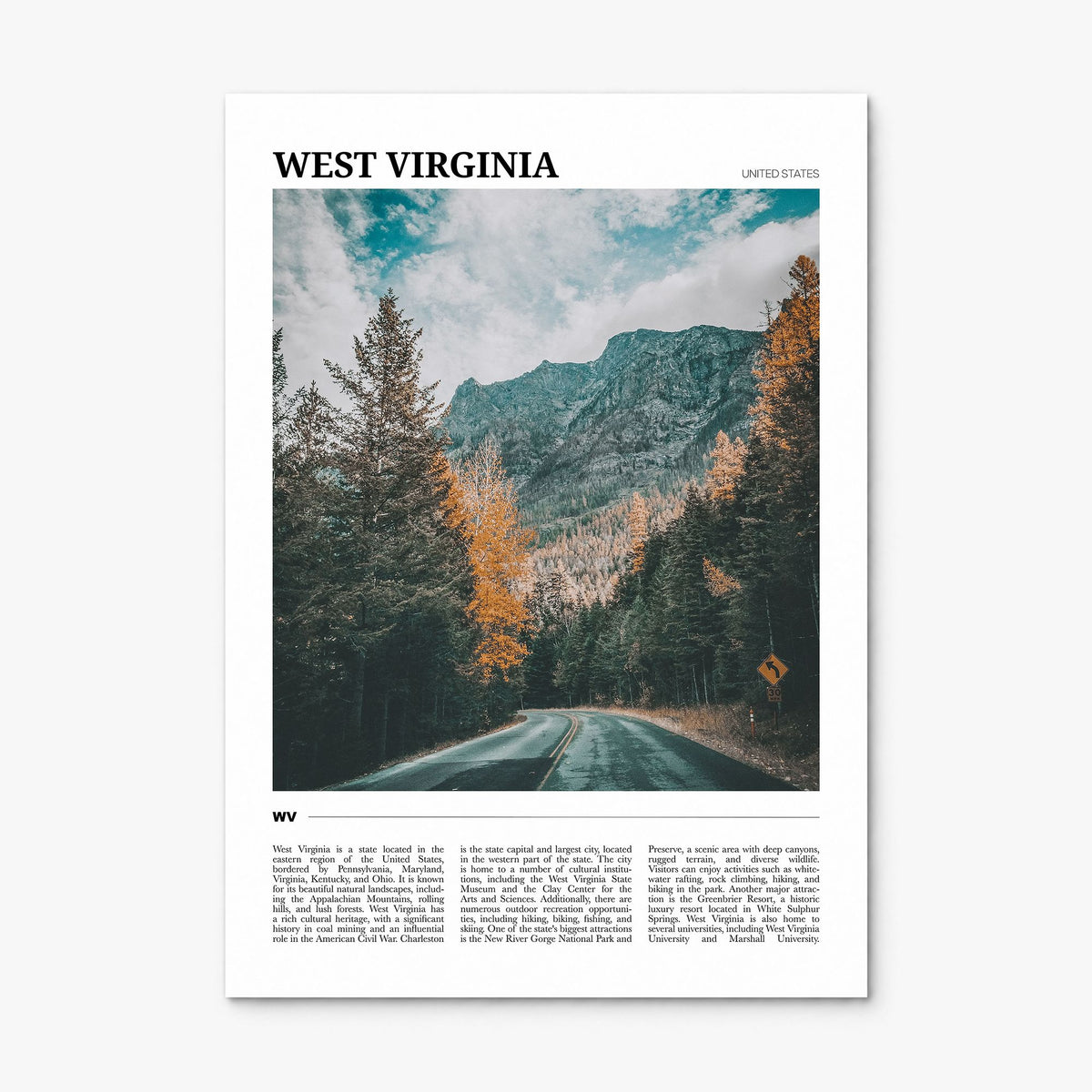 West Virginia Travel Poster, print only (unframed)