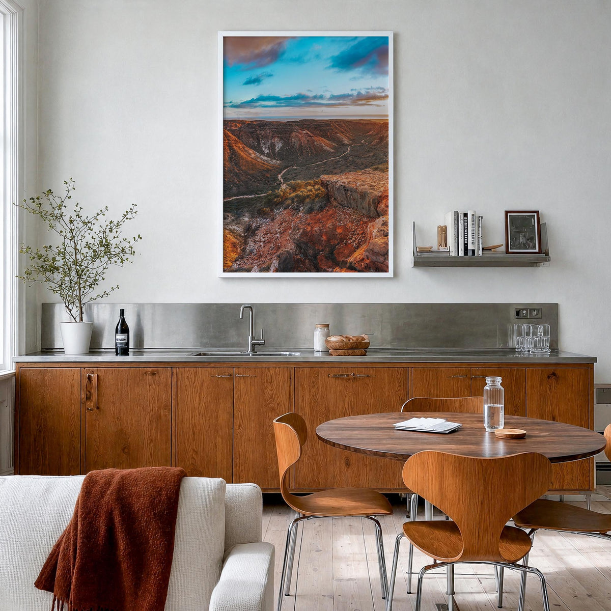 Western Australia colorful photo poster of Australia – vertical wall art in white wood frame, hanging on wall