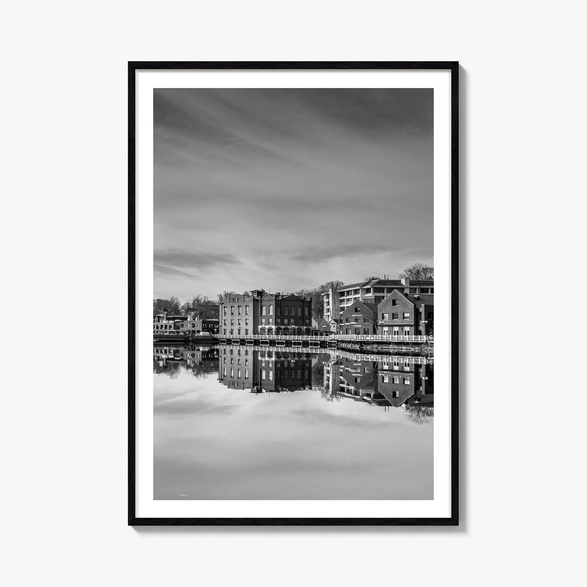 Westport, Connecticut black & white photo poster of Connecticut, USA – vertical wall art, unframed print shown in interior mo