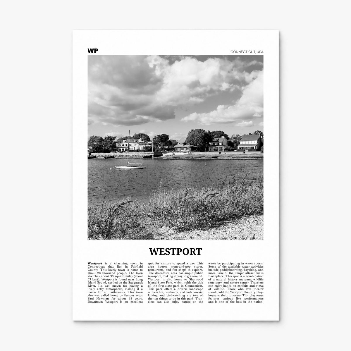 Westport, Connecticut Newspaper Poster, print only (unframed)