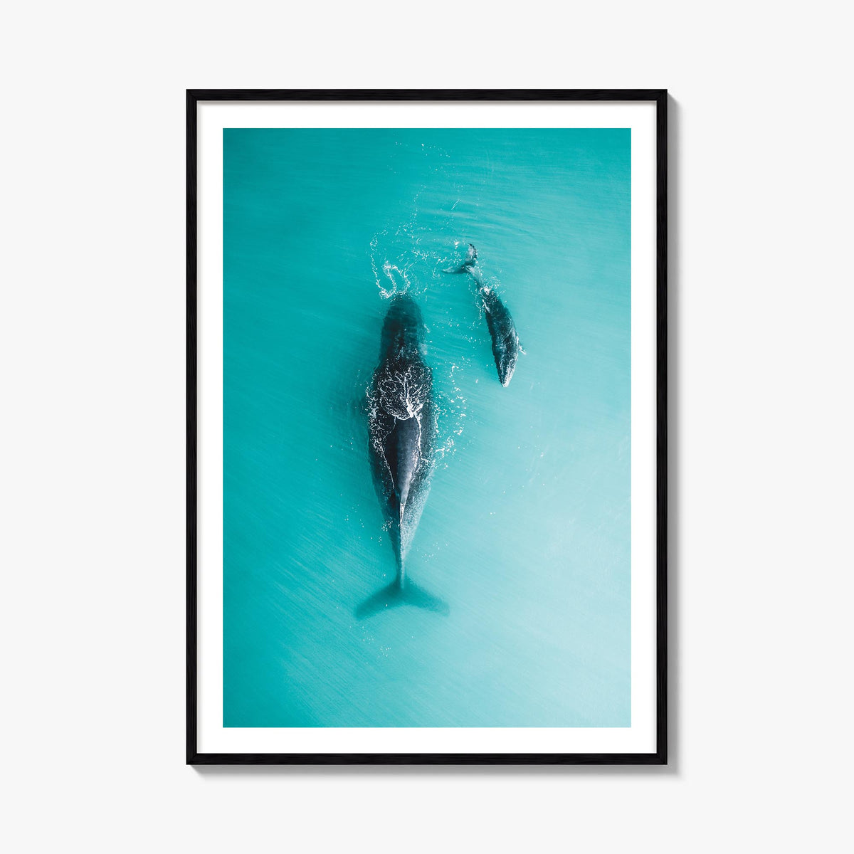 Whale no. 3 colorful photo poster – vertical wall art, unframed print shown in interior mockup