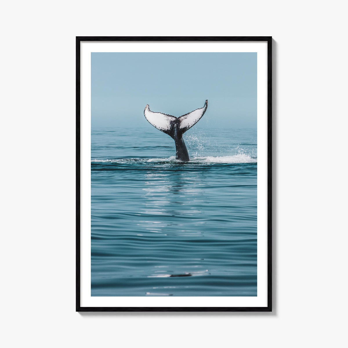 Whale no. 4 colorful photo poster – vertical wall art, unframed print shown in interior mockup