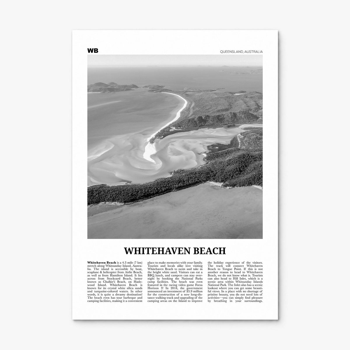 Whitehaven Beach Newspaper Poster, print only (unframed)