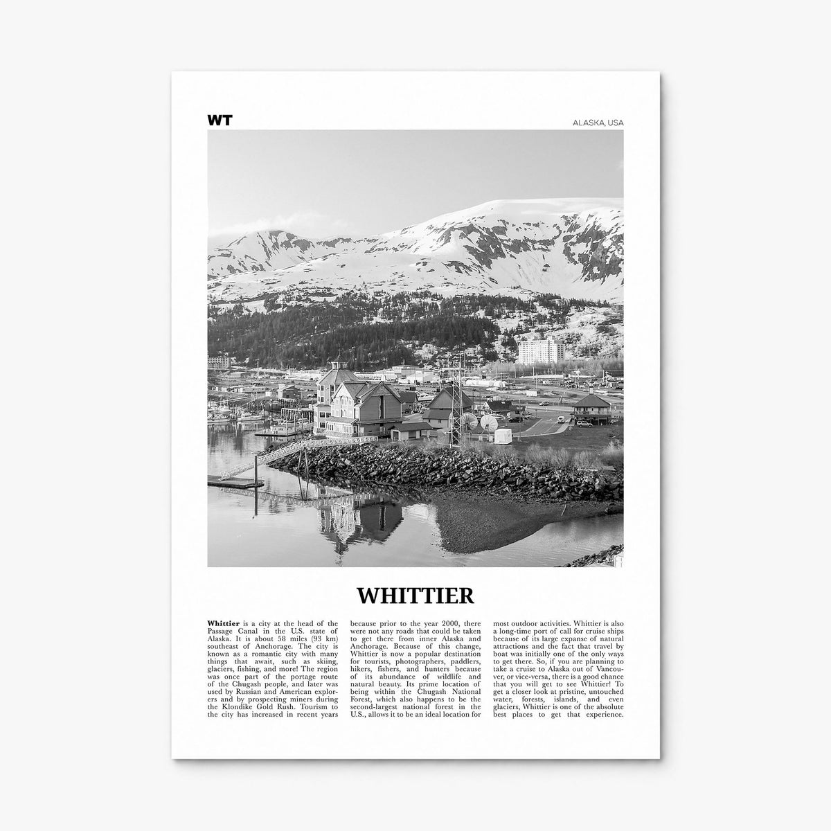 Whittier, Alaska Newspaper Poster, print only (unframed)