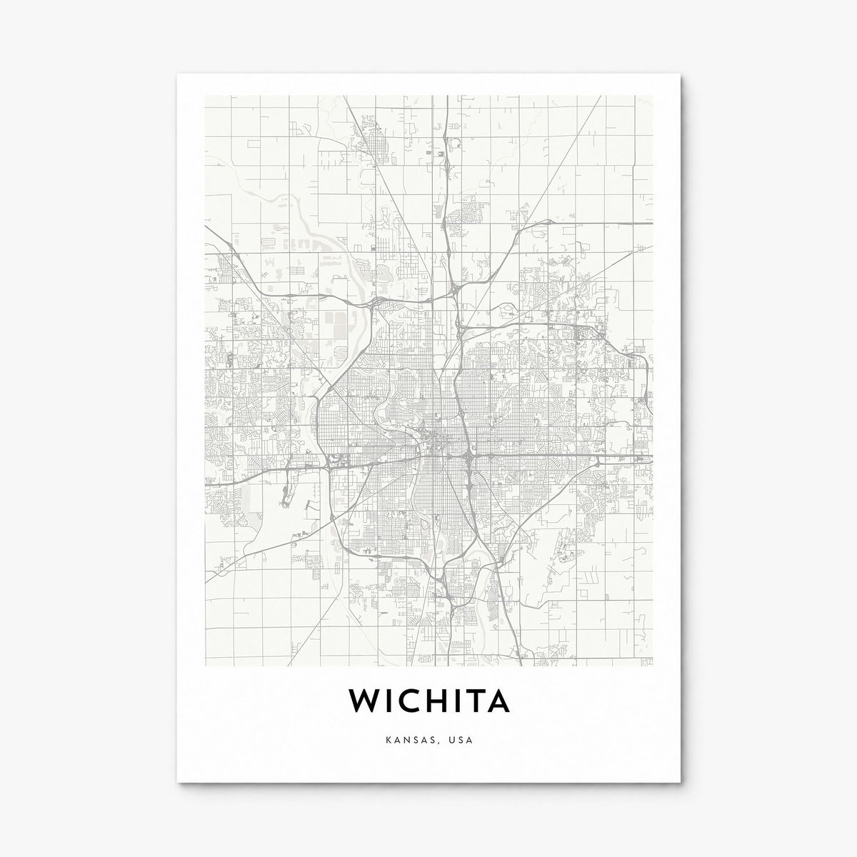 Wichita Map Poster, print only (unframed)
