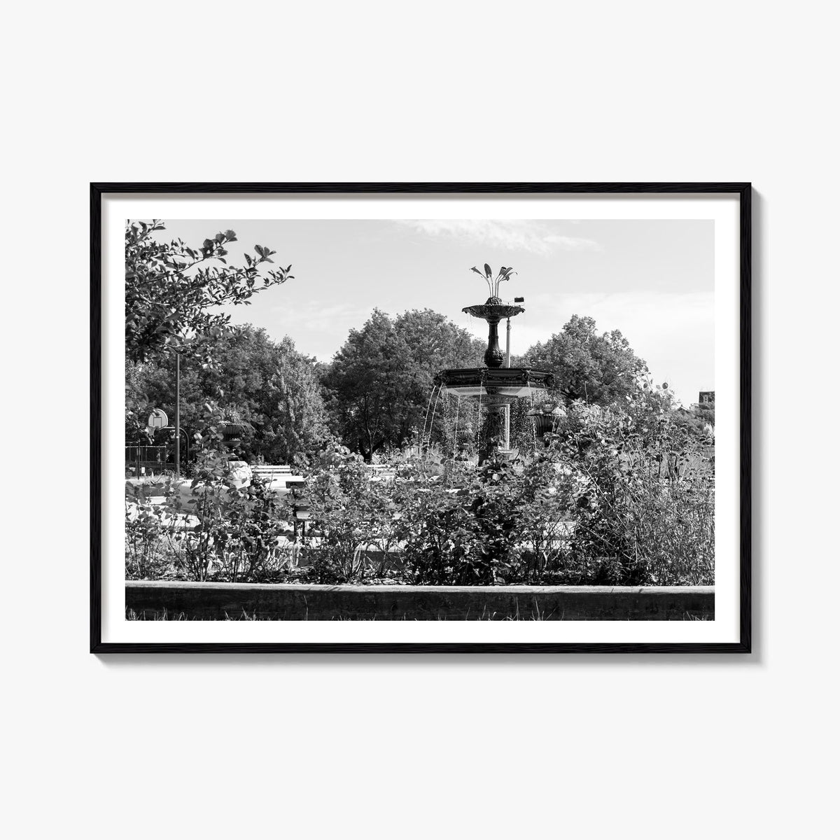 Wicker Park black & white photo poster of Chicago, Illinois – horizontal wall art, unframed print shown in interior mockup