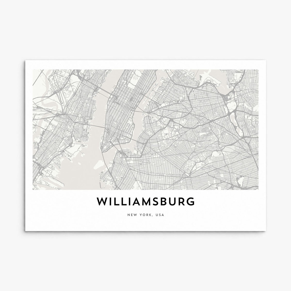 Williamsburg, New York Map Poster, print only (unframed)