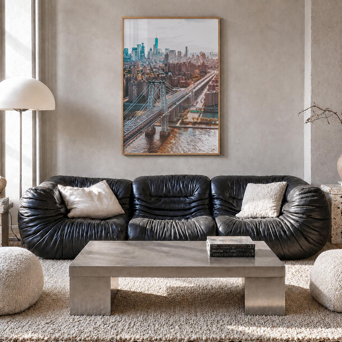 Williamsburg, New York no. 1 colorful photo poster of New York, USA – vertical wall art in natural wood frame, hanging on wal