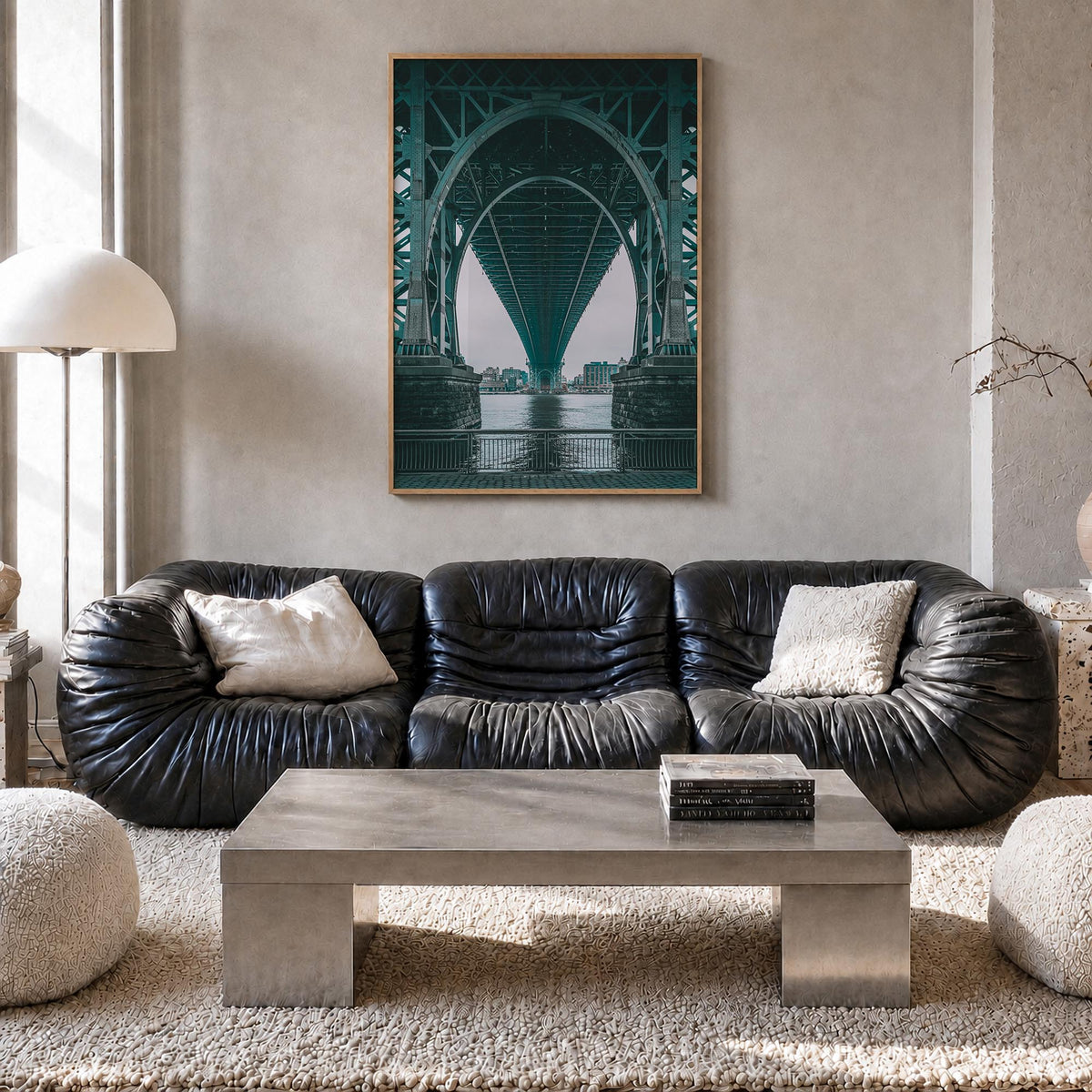 Williamsburg, New York no. 2 colorful photo poster of New York, USA – vertical wall art in natural wood frame, hanging on wal