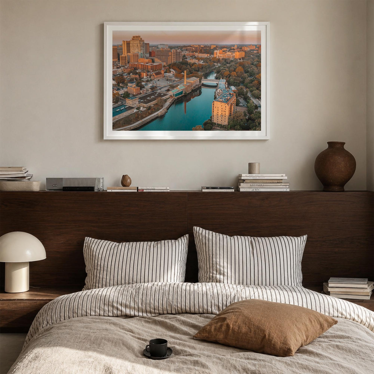 Wilmington, Delaware colorful photo poster of Delaware, USA – horizontal wall art in white wood frame with white border, hang