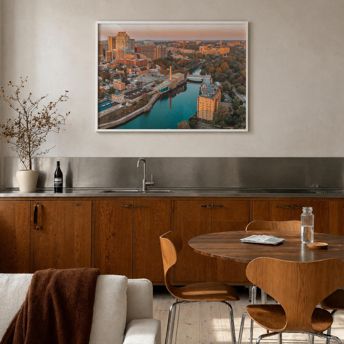 Wilmington, Delaware colorful photo poster of Delaware, USA – horizontal wall art in white wood frame, hanging on wall