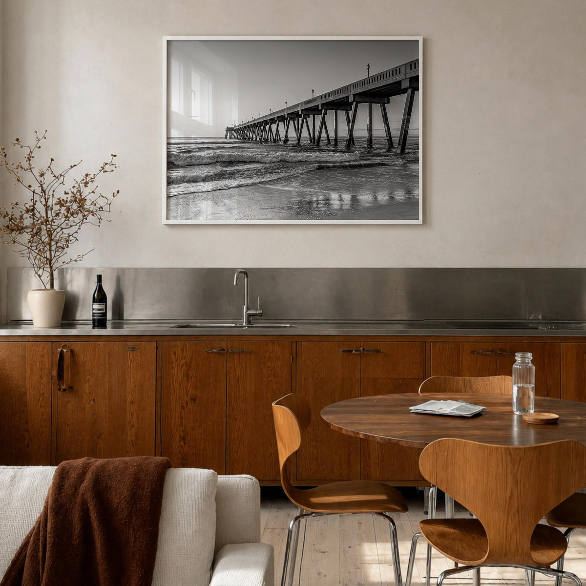 Wilmington, North Carolina black & white photo poster of North Carolina, USA – horizontal wall art in white wood frame, hangi
