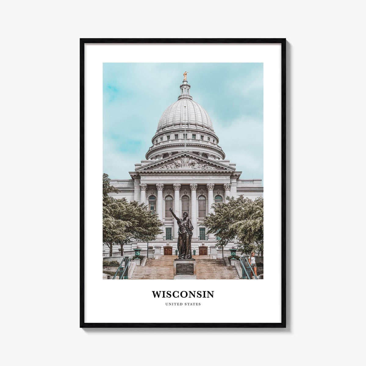 Wisconsin no. 1 colorful classic poster of United States – vertical wall art, unframed print shown in interior mockup