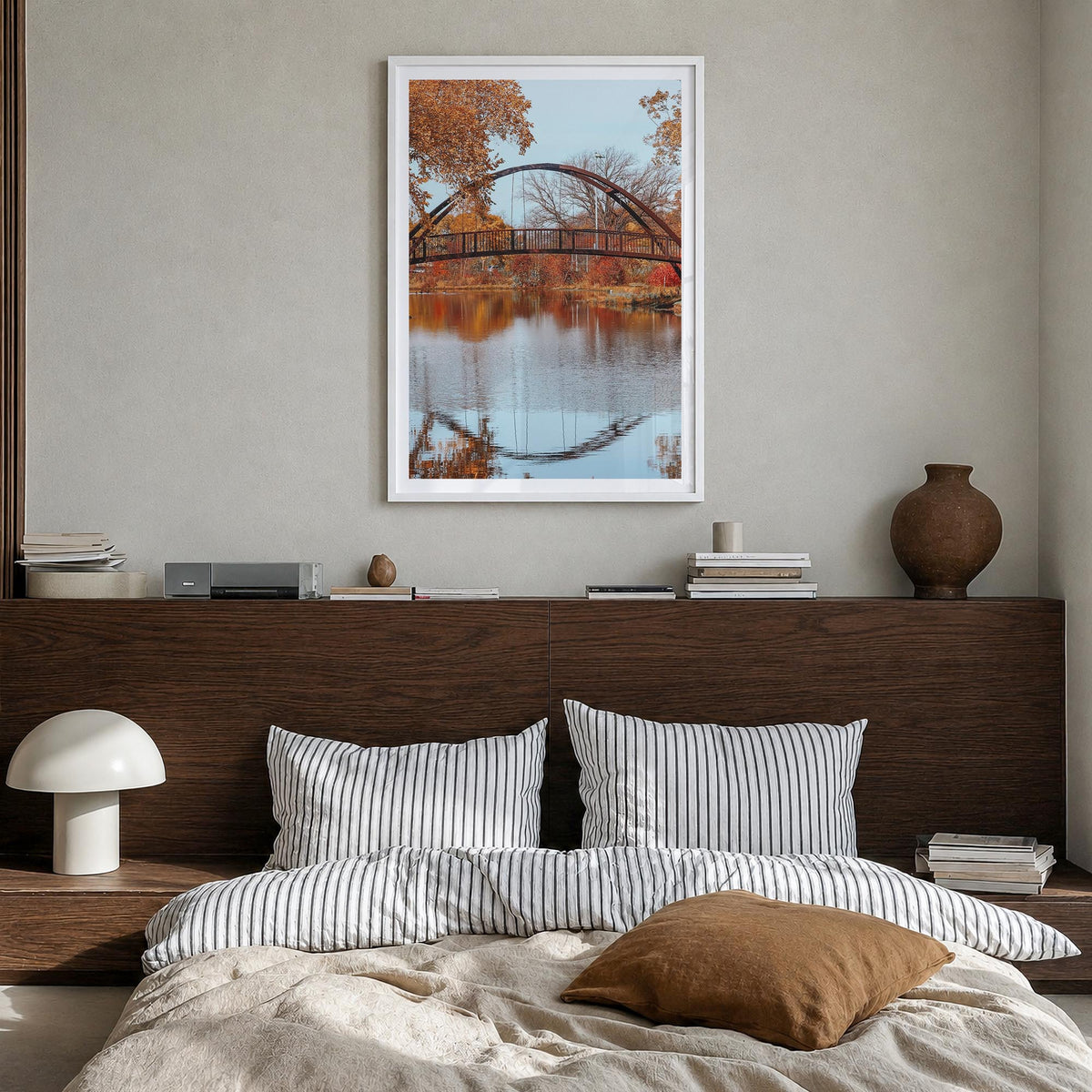 Wisconsin no. 3 colorful photo poster of United States – vertical wall art in white wood frame with white border, hanging on