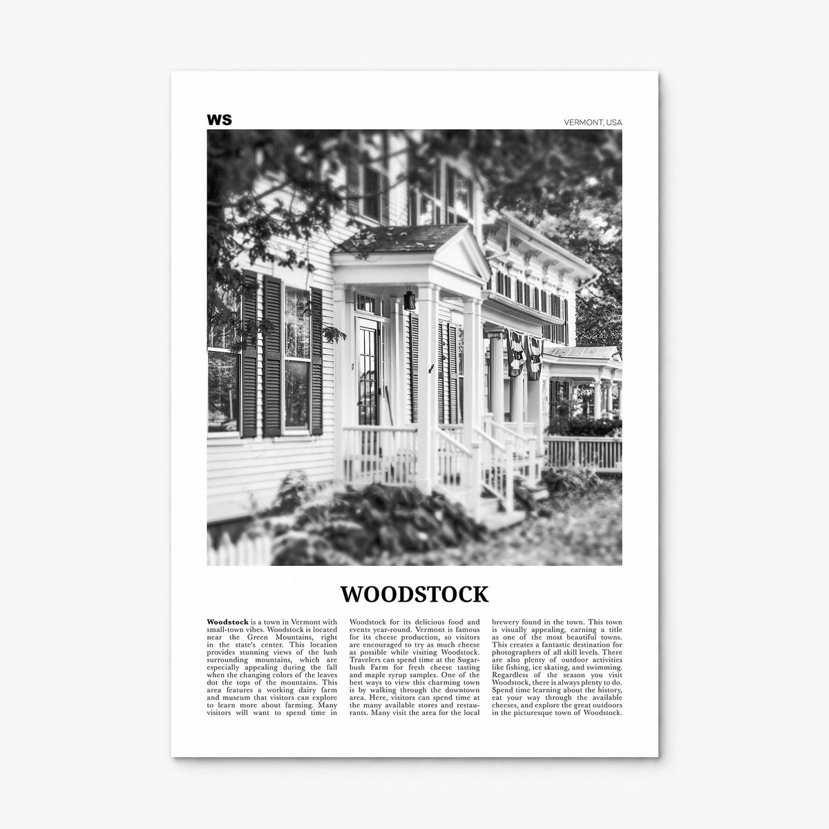 Woodstock, Vermont Newspaper Poster, print only (unframed)