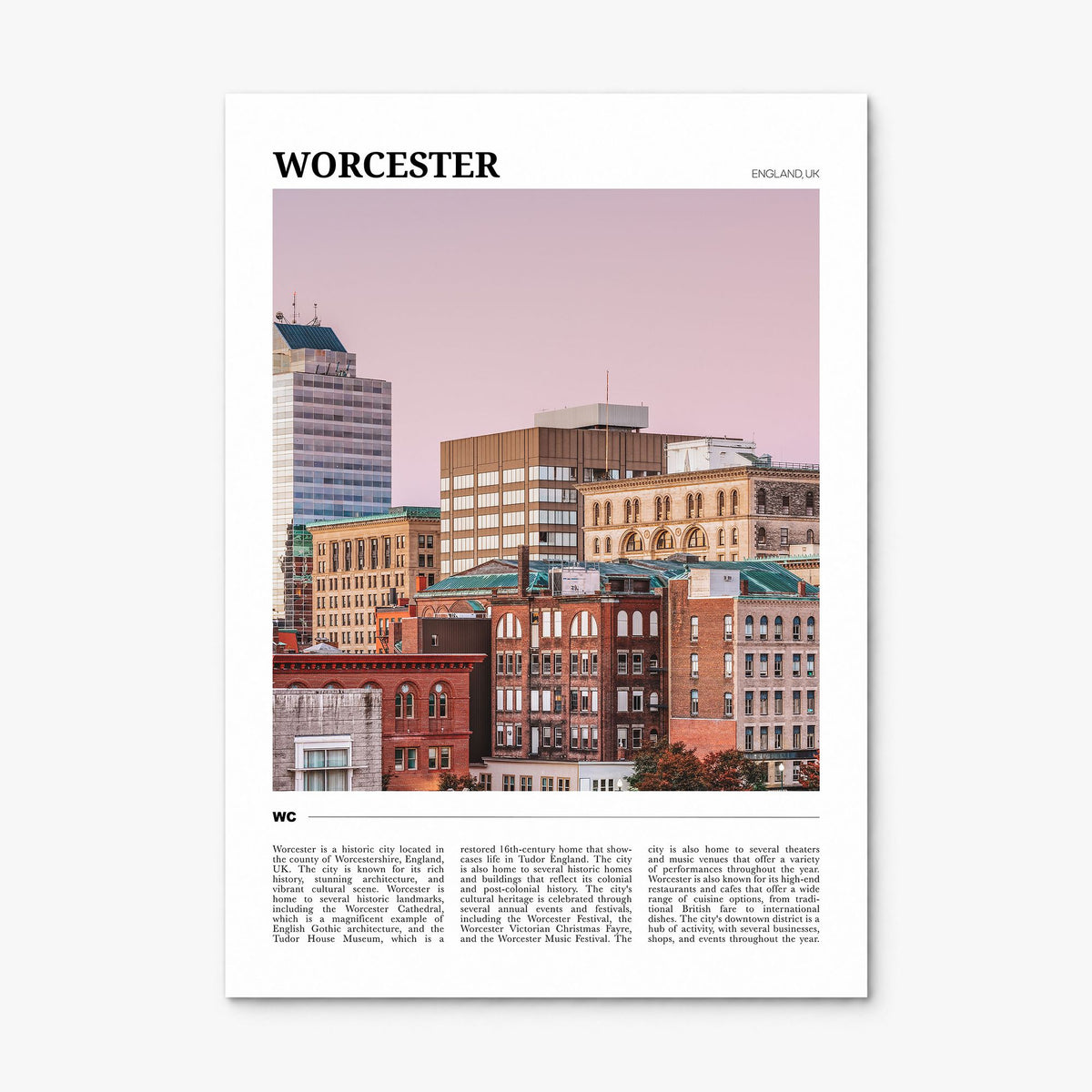 Worcester Travel Poster, print only (unframed)