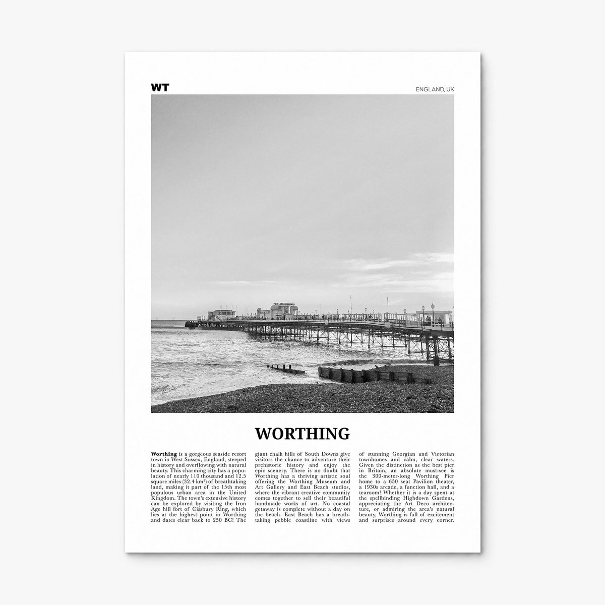 Worthing Newspaper Poster, print only (unframed)