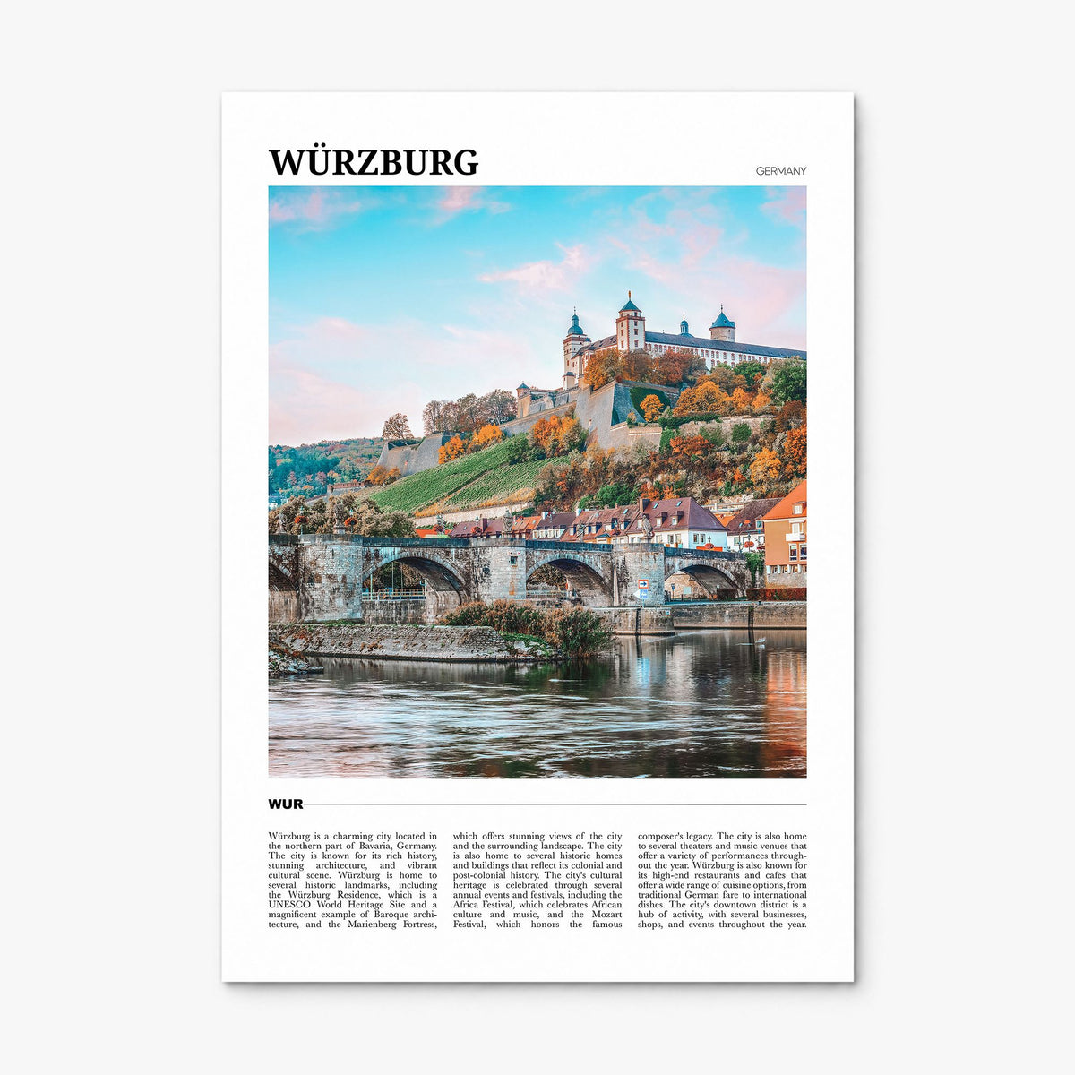 Würzburg Travel Poster, print only (unframed)