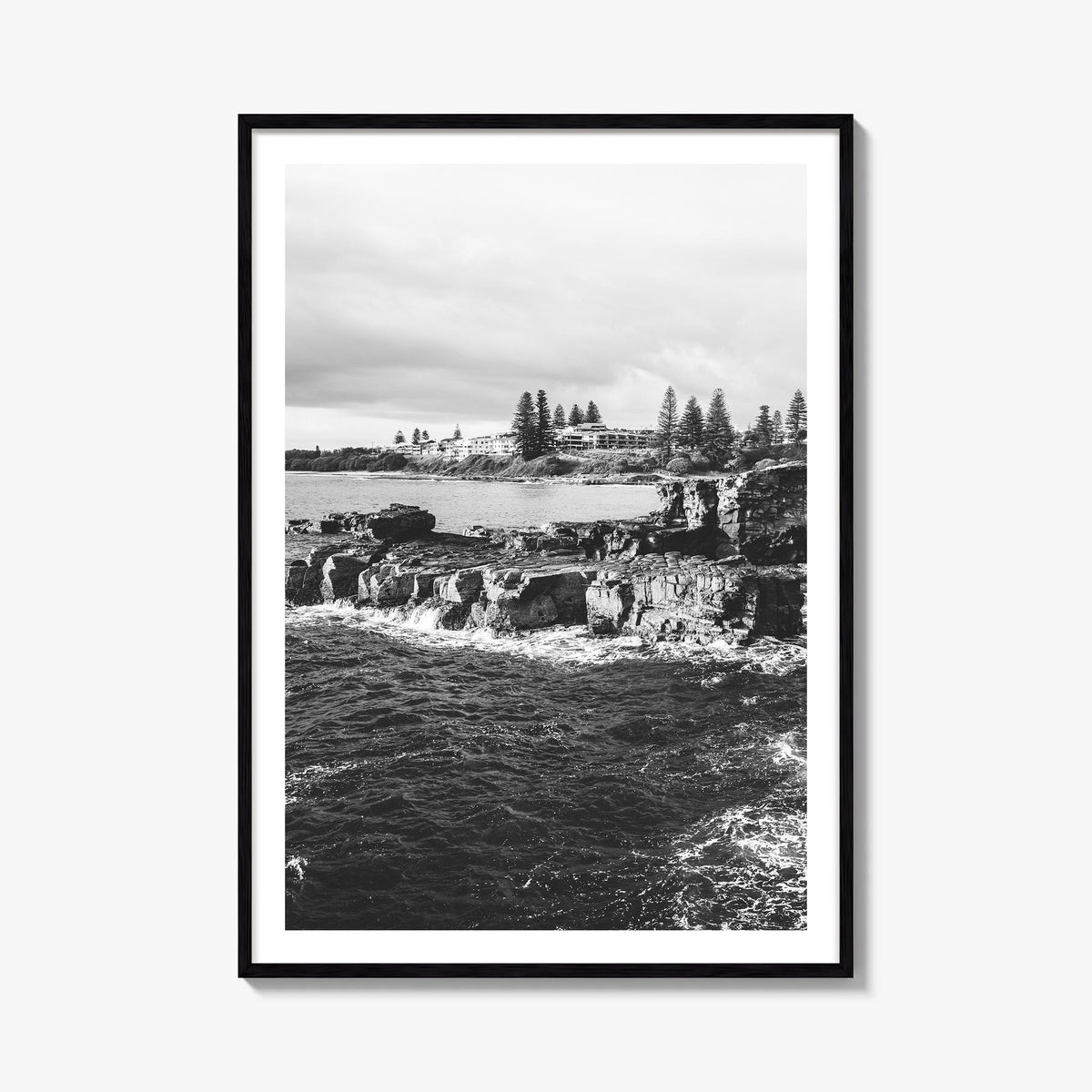 Yamba no. 3 black & white photo poster of New South Wales, Australia – vertical wall art, unframed print shown in interior mo