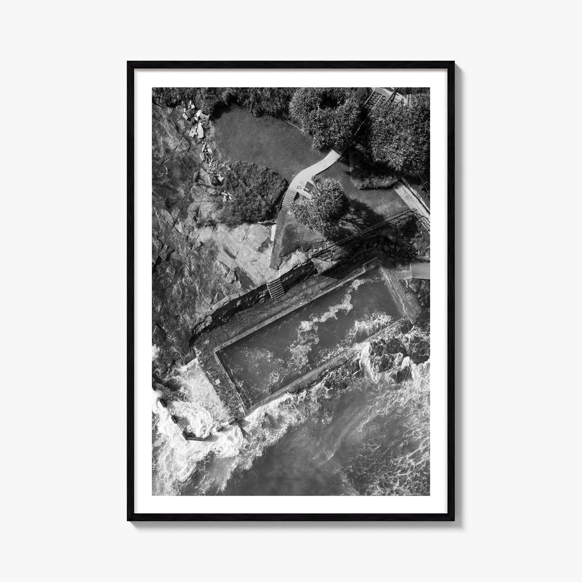 Yamba no. 1 black & white photo poster of Australia – vertical wall art, unframed print shown in interior mockup