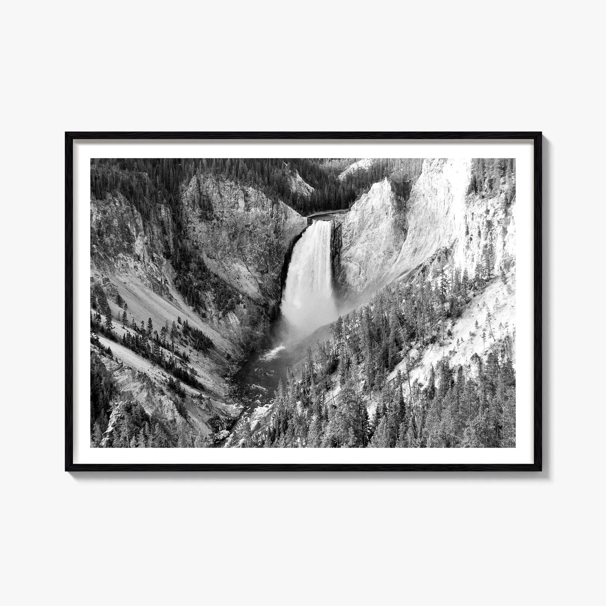 Yellowstone National Park black & white photo poster of Wyoming, Montana & Idaho, USA – horizontal wall art, unframed print s