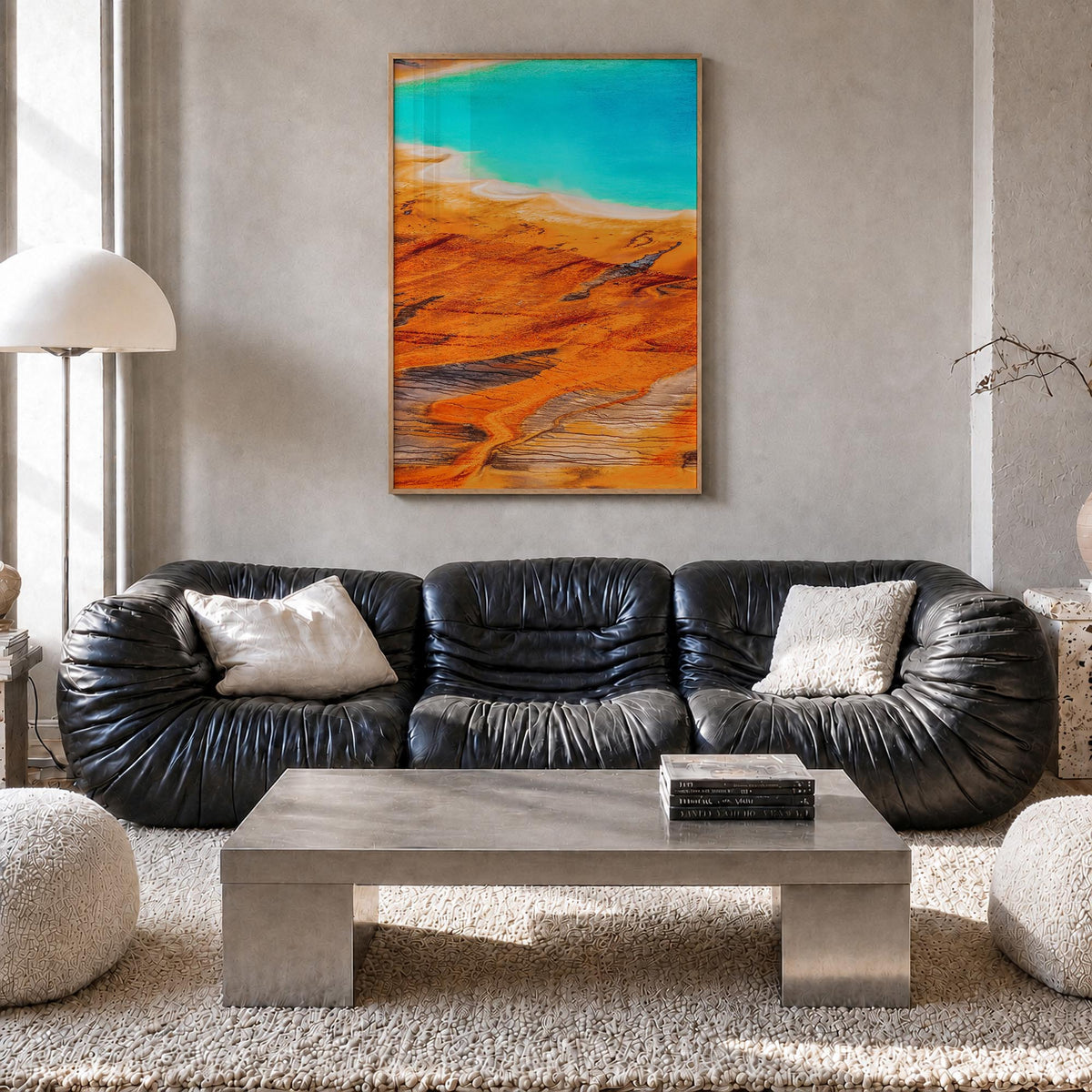 Yellowstone National Park no. 2 colorful photo poster of Wyoming, Montana & Idaho, USA – vertical wall art in natural wood fr