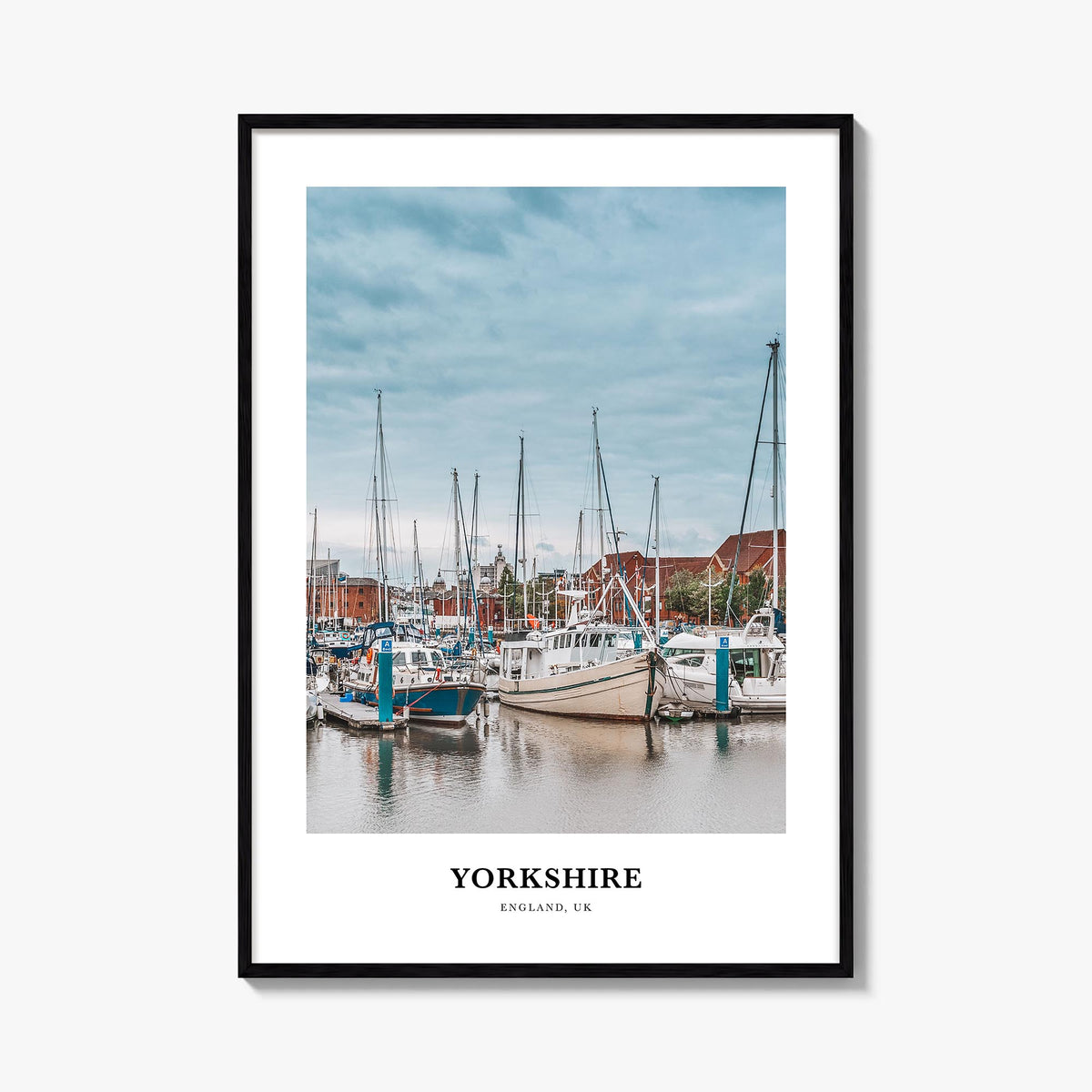 Yorkshire colorful classic poster of United Kingdom – vertical wall art, unframed print shown in interior mockup