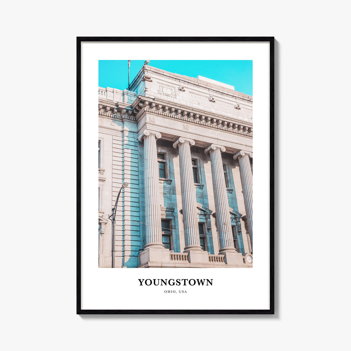 Youngstown colorful classic poster of Ohio, USA – vertical wall art, unframed print shown in interior mockup