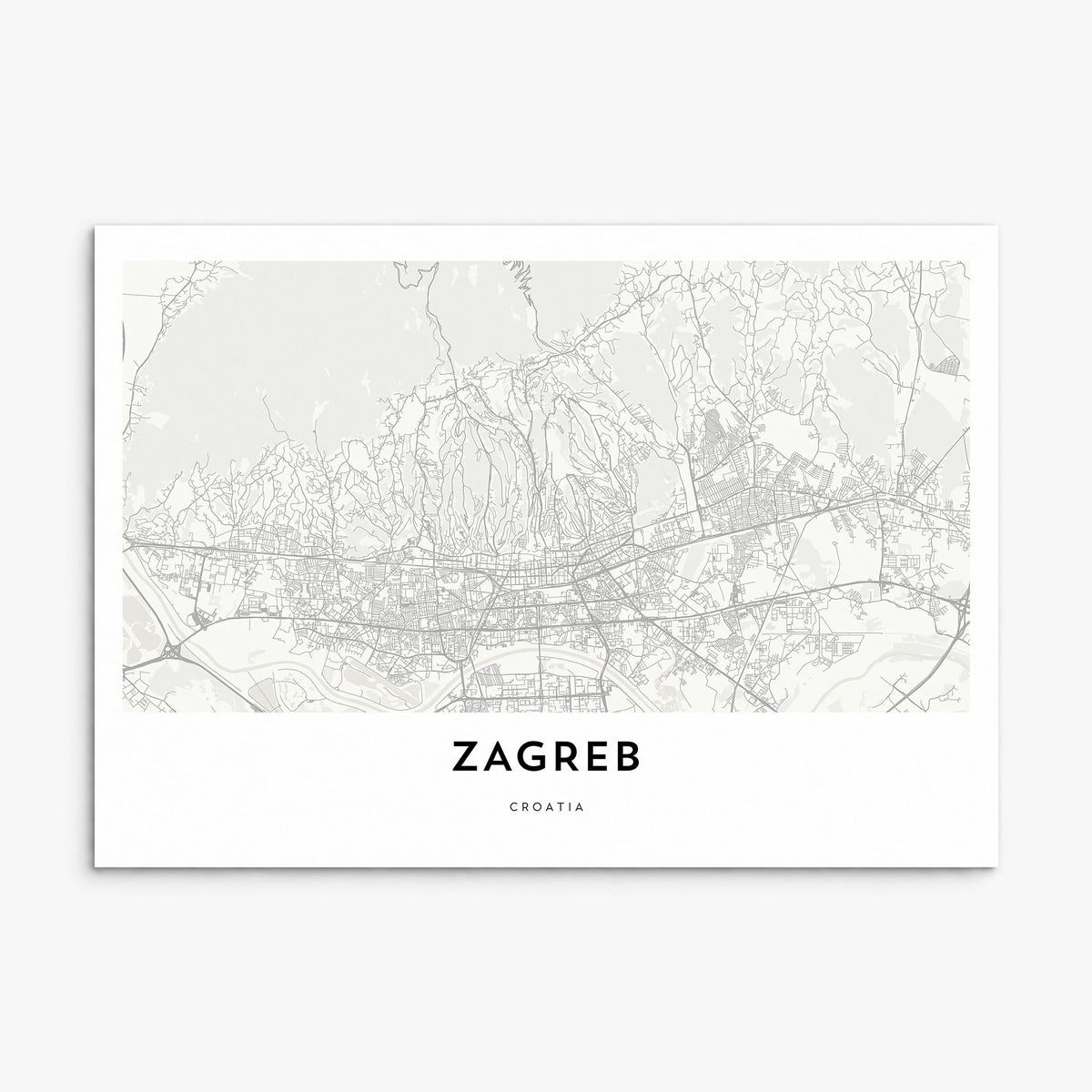 Zagreb Map Poster, print only (unframed)
