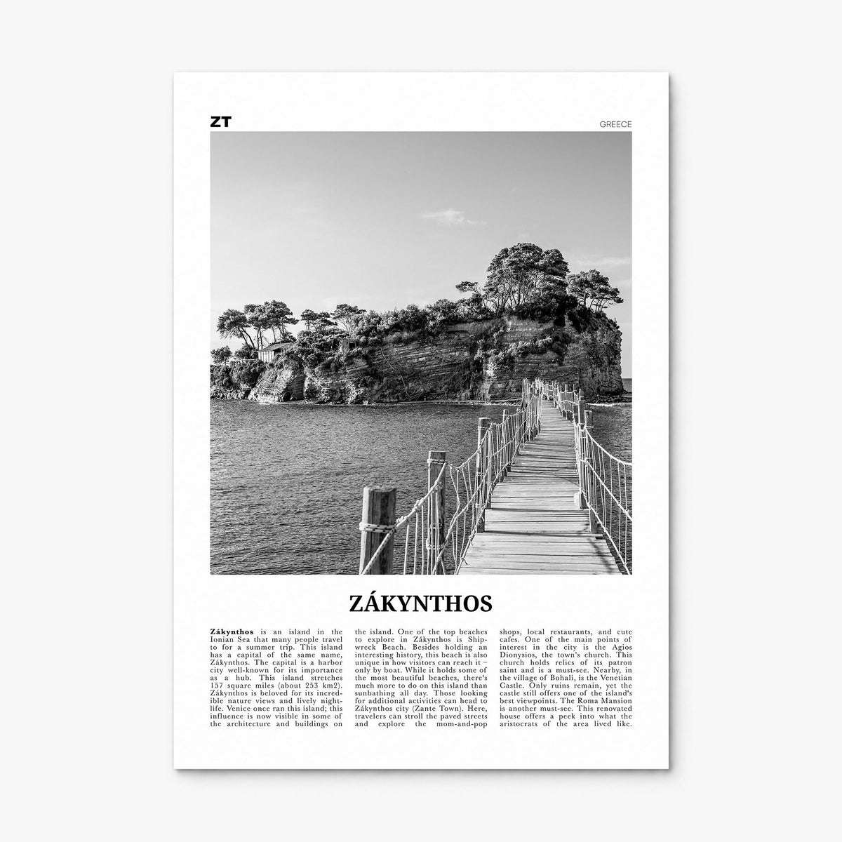 Zakynthos Newspaper Poster, print only (unframed)