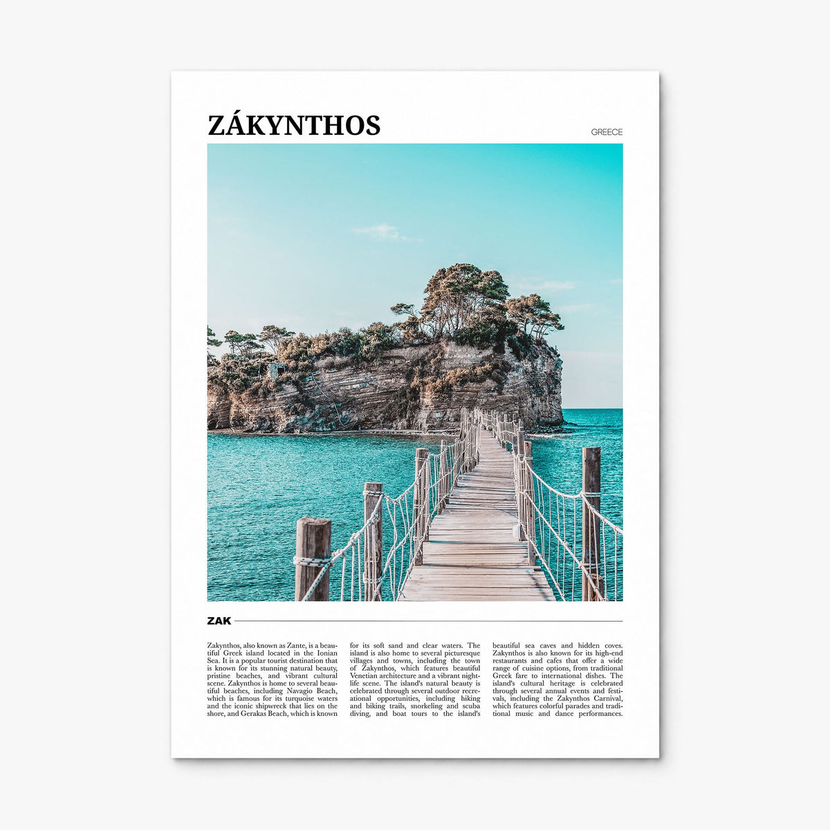 Zakynthos Travel Poster, print only (unframed)