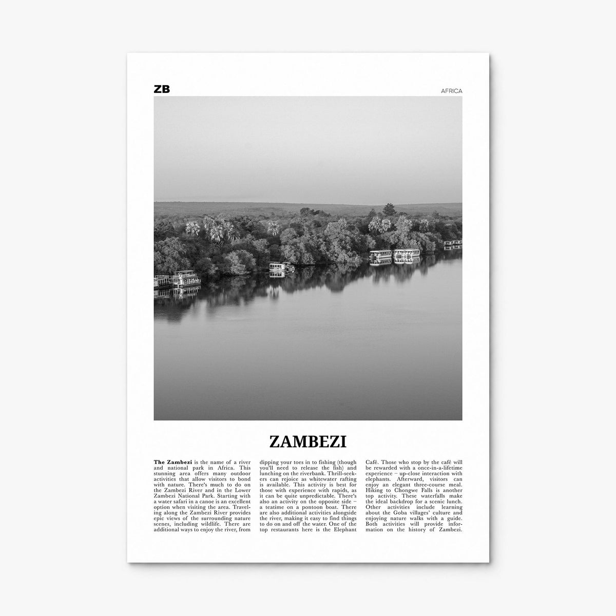 Zambezi Newspaper Poster, print only (unframed)