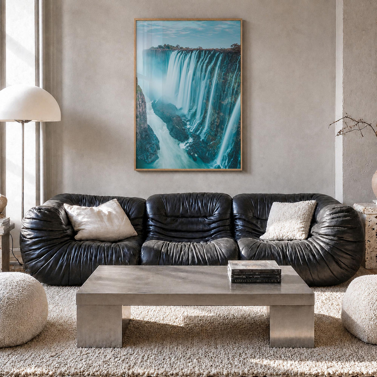 Zambia colorful photo poster of Africa – vertical wall art in natural wood frame, hanging on wall