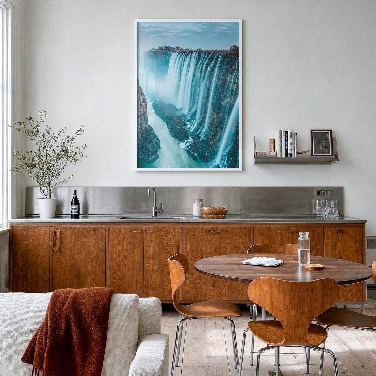 Zambia colorful photo poster of Africa – vertical wall art in white wood frame, hanging on wall