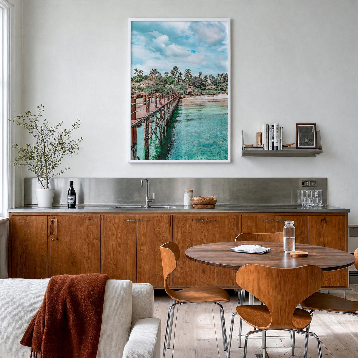 Zanzibar colorful photo poster of Tanzania – vertical wall art in white wood frame, hanging on wall