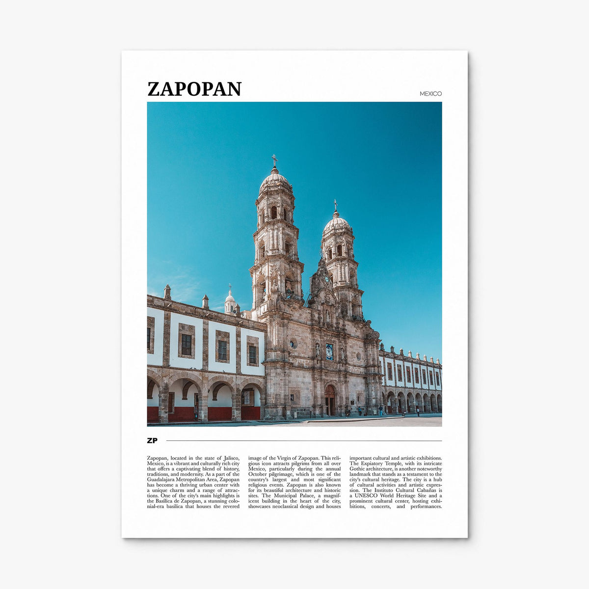 Zapopan Travel Poster, print only (unframed)