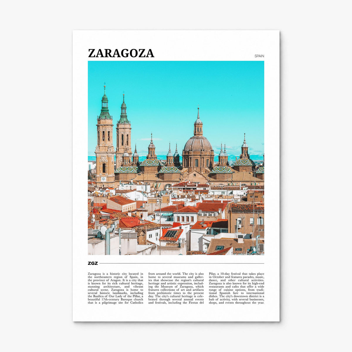 Zaragoza Travel No 2 Poster, print only (unframed)